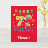 Carte d'anniversaire 7 ans joyeux (Fleur jaune)