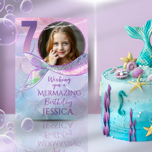 Carte d'anniversaire 7 ans Mermaid One Photo