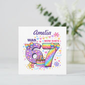 Carte d'anniversaire 7 ans pour filles 'J'avais 6 (Debout devant)