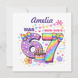 Carte d'anniversaire 7 ans pour filles 'J'avais 6