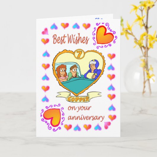 Carte d'anniversaire - 7ème cuivre (Fleur jaune)