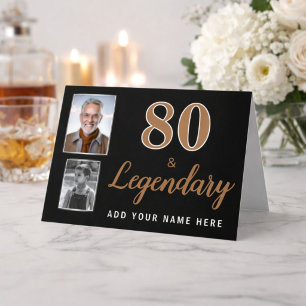Carte d'anniversaire 80 ans avec 2 Photos Légendai