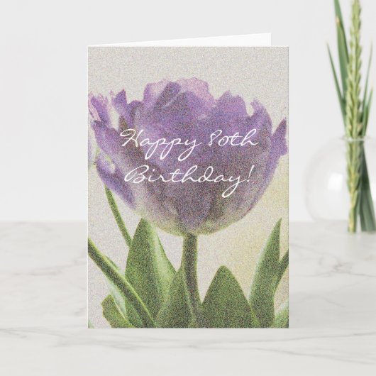 Carte d'anniversaire 80 ans avec de belles fleurs (Devant)