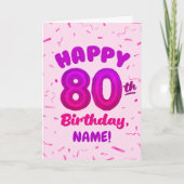 Carte d'anniversaire 80 ans avec numéro et nom per (Devant)