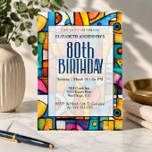 Carte d'anniversaire 80 ans cubiste moderne