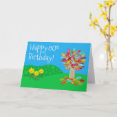 Carte d'anniversaire 80 ans d'arbre d'automne nouv (Fleur jaune)