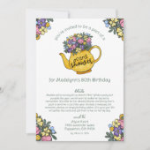 Carte d'anniversaire 80 ans Gold Teapot Shower par (Devant)