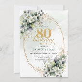Carte d'anniversaire 80 ans romantique Boho verte (Devant)