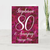 Carte d'anniversaire 80 et Extraordinaire Red Rose (Devant)