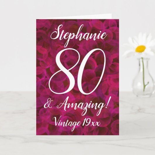 Carte d'anniversaire 80 et Extraordinaire Red Rose (Petite plante)