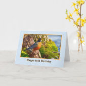 Carte d'anniversaire 80e avec Robin Springtime (Fleur jaune)