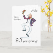 Carte d'anniversaire 80e pour un oncle (Fleur jaune)