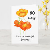 Carte d'anniversaire 80th Icelandic Poppies (Fleur jaune)