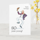 Carte d'anniversaire 80th - Man Dancing! (Fleur jaune)