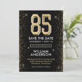 Carte d'anniversaire 85 ans noir moderne (Debout devant)