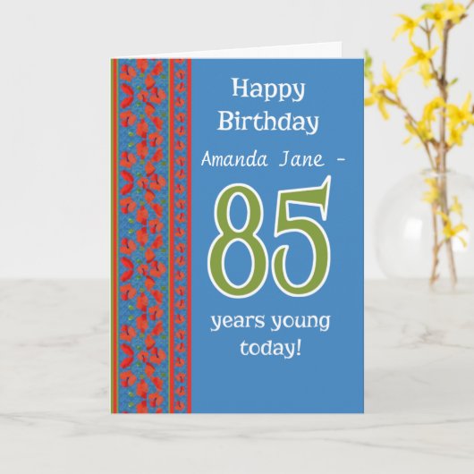 Carte d'anniversaire 85th Front Red Field (Fleur jaune)