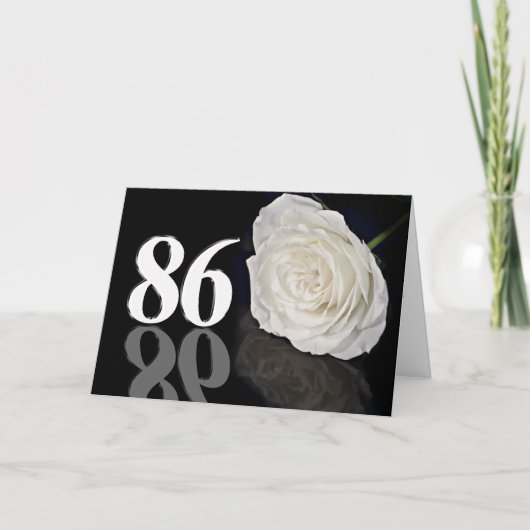 Carte d'anniversaire 86e avec une rose blanche cla (Devant)