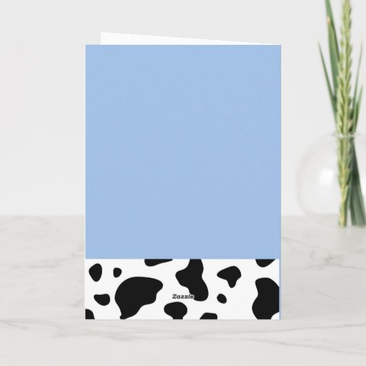 Carte d'anniversaire 8 ans à motif vache et bleu (Dos)