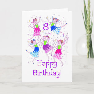 Carte d'anniversaire 8 ans 'Fées'