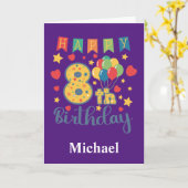 Carte d'anniversaire 8 ans joyeux (Fleur jaune)