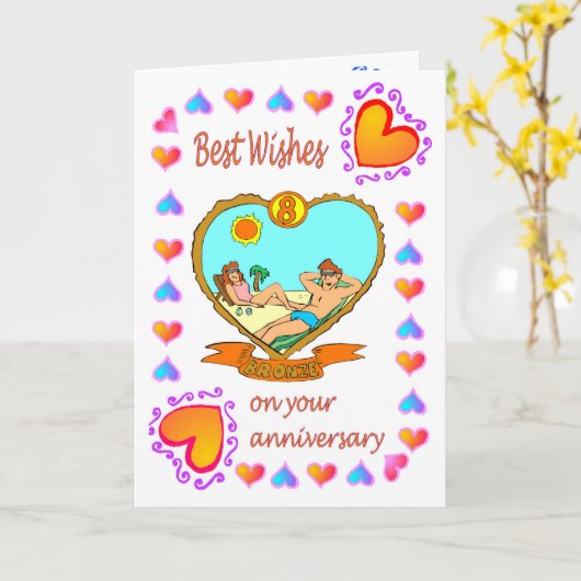 Carte d'anniversaire 8 bronze (Fleur jaune)