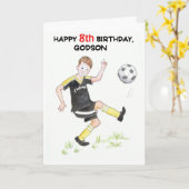 Carte d'anniversaire 8 pour un Godson - Footballer (Fleur jaune)