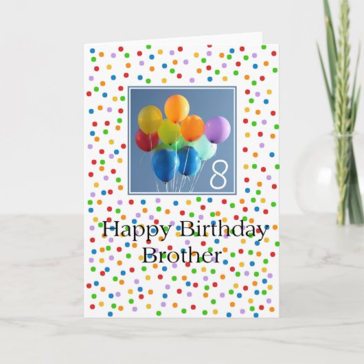 Carte d'anniversaire 8e ballons colorés Brother (Devant)