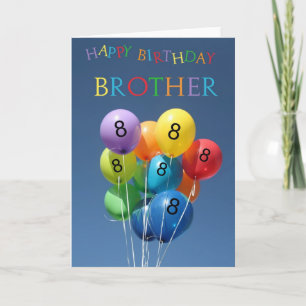 Carte d'anniversaire 8e ballons colorés Brother