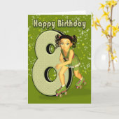 Carte d'anniversaire 8e - Petite fille de patinage (Fleur jaune)