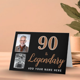 Carte d'anniversaire 90 ans avec 2 Photos Légendai