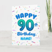 Carte d'anniversaire 90 ans avec numéro et nom per (Devant)