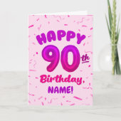 Carte d'anniversaire 90 ans avec numéro et nom per (Devant)