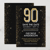 Carte d'anniversaire 90 ans noir moderne  (Devant / Derrière)