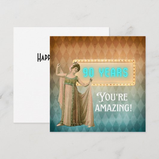 Carte d'anniversaire 90 ans Vintage Singer Flat (Devant / Derrière)