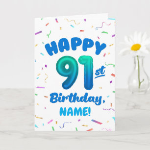 Carte d'anniversaire 91 ans avec nom personnalisé