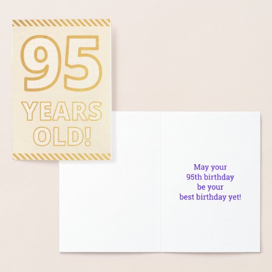 Carte d'anniversaire "95 ANS!" avec feuille d'or e (Affichage)