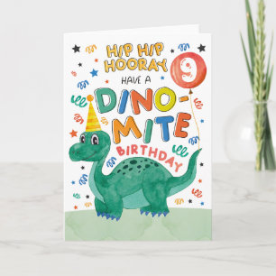 Carte d'anniversaire 9ème anniversaire dinosaure
