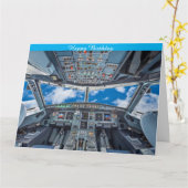 Carte d'anniversaire A320 Cockpit (Fleur jaune)