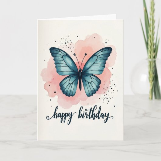 Carte d'anniversaire à aile turquoise (Devant)
