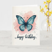 Carte d'anniversaire à aile turquoise (Fleur jaune)