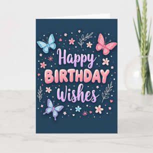 Carte d'anniversaire à ailes indigo