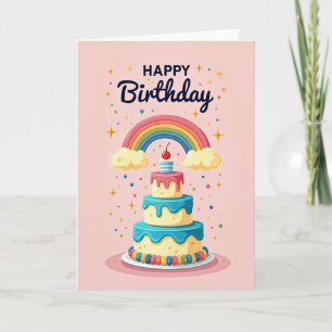 Carte d'anniversaire à arche arc-en-ciel