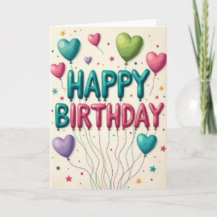 Carte d'anniversaire à ballons en forme de lettres