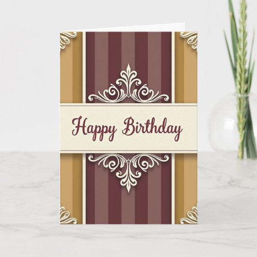 Carte d'anniversaire à bannière ornée (Devant)