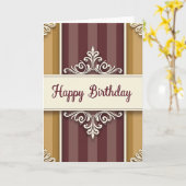 Carte d'anniversaire à bannière ornée (Fleur jaune)