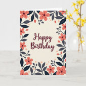 Carte d'anniversaire à bordure botanique (Fleur jaune)