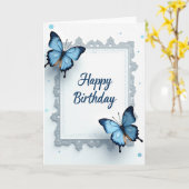 Carte d'anniversaire à bordure de dentelle (Fleur jaune)