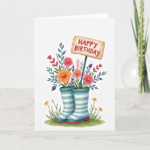 Carte d'anniversaire à bottes florales