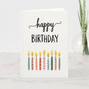 Carte d'anniversaire à bougie rayée