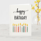 Carte d'anniversaire à bougie rayée (Fleur jaune)